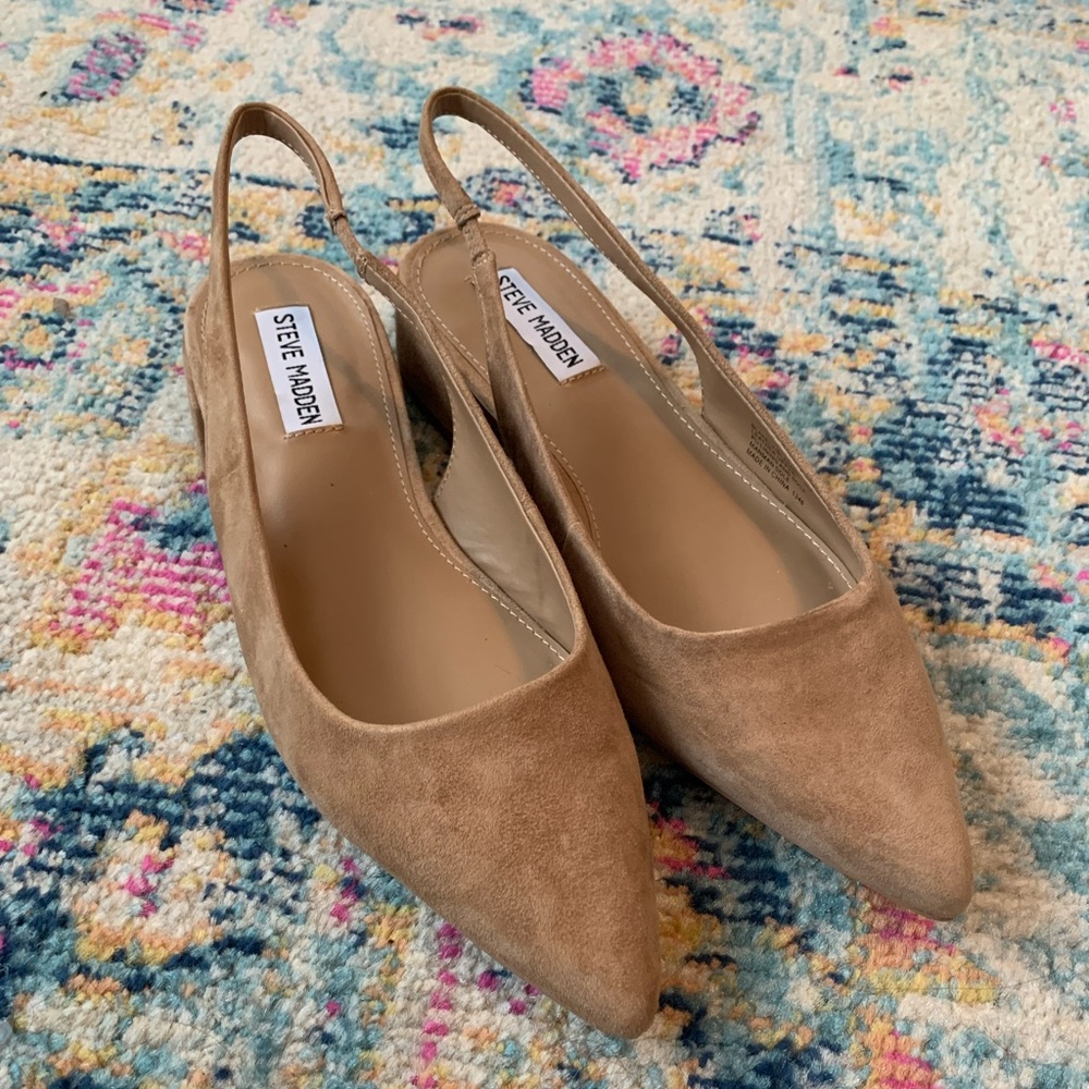 Steve Madden Camel Suede Sling backs, never worn size 9